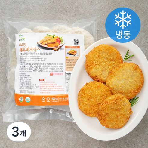 풀무원 풀스키친 코코넛 새우버거까스 (냉동), 3개, 800g