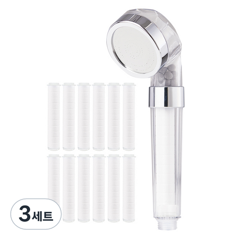 켄타 수압상승 필터샤워기 + 마이크로필터 12p 세트, 3개, 혼합색상