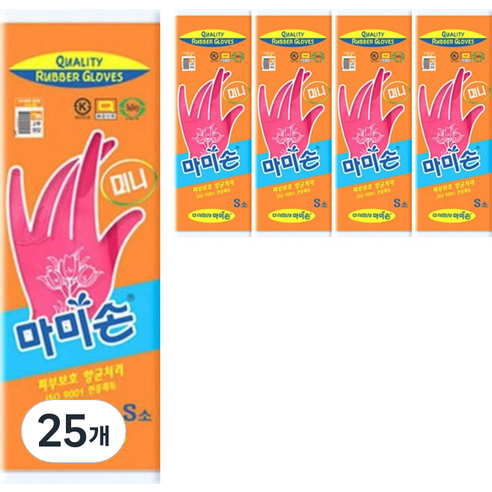 마미손 고무장갑, 핑크, 소(S), 25개