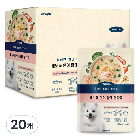 베노독 전연령 강아지 영양죽 습식사료, 연어, 100g, 20개