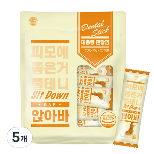 앉아바 덴탈껌 강아지 간식 20p, 피모건강, 200g, 5개