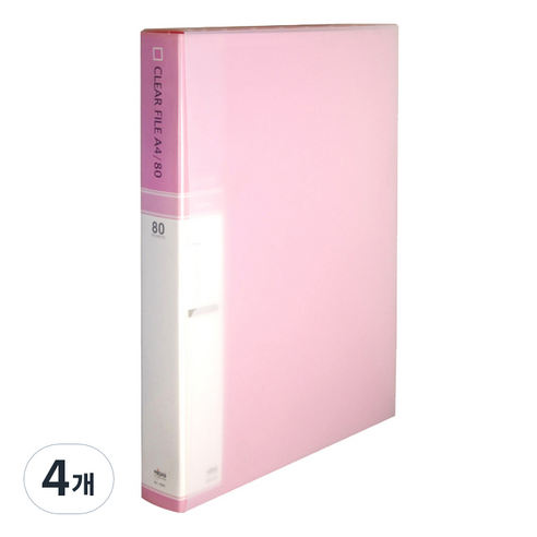 현풍화일 A4 클리어화일 80매, 분홍색, 4개