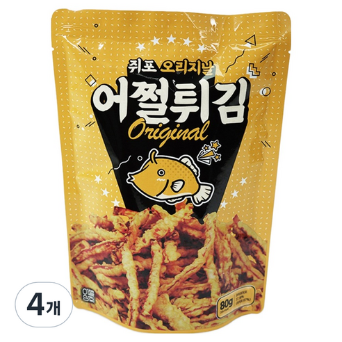 어쩔튀김 후라이드 쥐포 튀김 오리지날, 4개, 80g