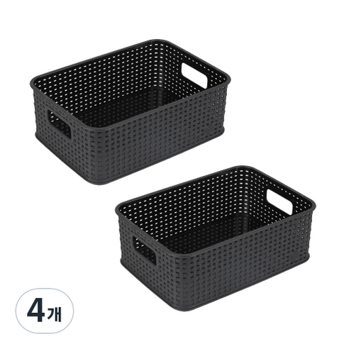 마이스타일 직T 라탄 바스켓 5호, 블랙, 4개
