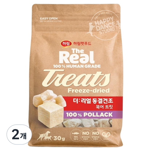 하림펫푸드더리얼 강아지 동결건조 북어 트릿, 북어맛, 30g, 2개