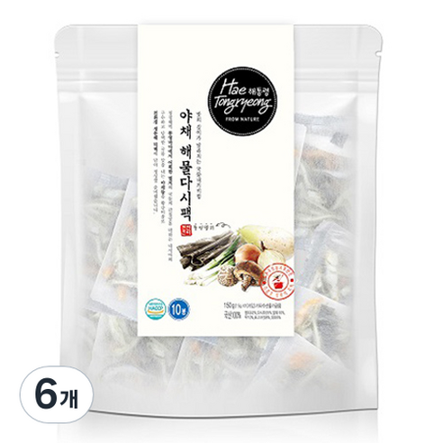 해통령 야채해물 다시팩 10p, 150g, 6개