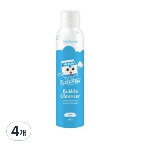 밀크바오밥 베이비앤키즈 버블 바디클렌저 화이트 우유향, 4개, 200ml