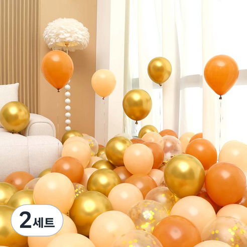피앤비유니티 풍선 50p 세트 골드, 03 골드앤코코아 컨페티 4색혼합, 2세트