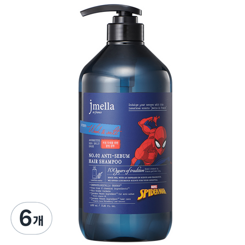 제이멜라 인 프랑스 마블 우드 앤 솔트 지성 헤어 샴푸, 1000ml, 6개