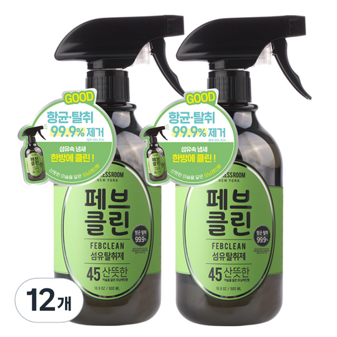 더블유드레스룸 페브클린 섬유탈취제 No.45 모닝레인, 500ml, 12개