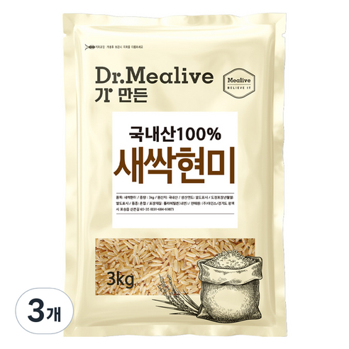 밀리브 새싹 현미, 3kg, 3개