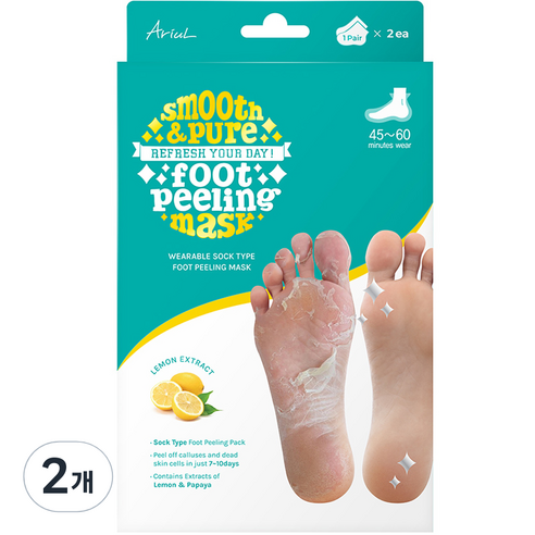 아리얼 스무스 앤 퓨어 풋 필링 마스크 34g, 2개입, 2개