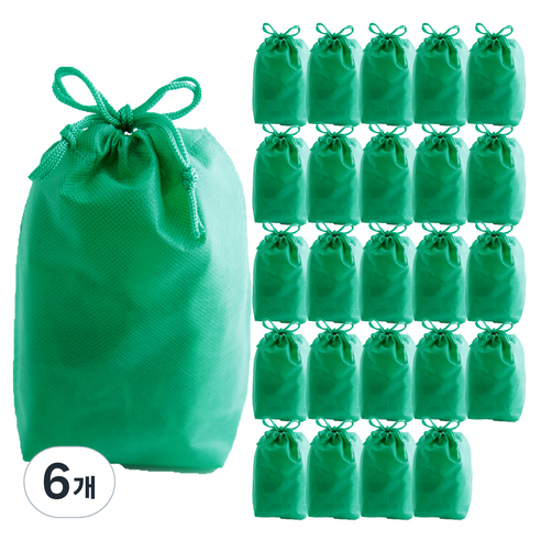 부직포 복주머니 더스트백 16 x 25 cm 25p, 그린, 6개