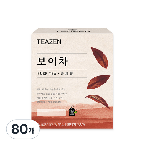 티젠 보이차, 0.7g, 40개입, 2개