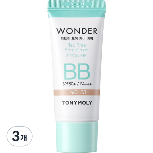 토니모리 원더 티트리 포어 커버 비비크림 SPF50+ PA+++ 30ml, 23 웜베이지, 3개