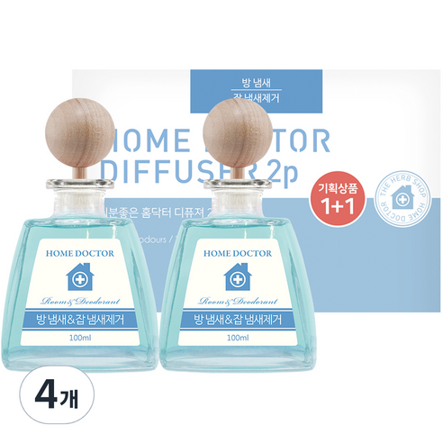 더허브샵 기분좋은 홈닥터 디퓨저, 방 냄새 앤 잡 냄새제거(아쿠아체리블라썸), 100ml, 4개