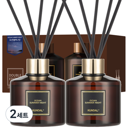 쿤달 퍼퓸 디퓨저 2개 + 섬유스틱 10개, 오션썸머나잇, 200ml, 2세트
