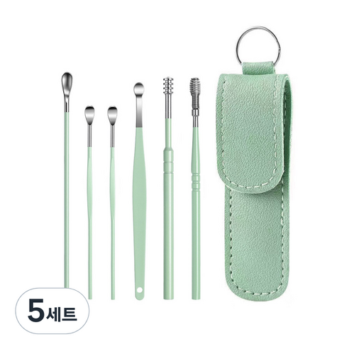 모나코올리브 손맛중독 귀이개 6종 + 파우치 세트 민트, 5세트