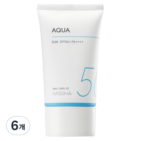 미샤 올 어라운드 세이프 블록 아쿠아선크림 SPF50+ PA++++, 6개, 50ml