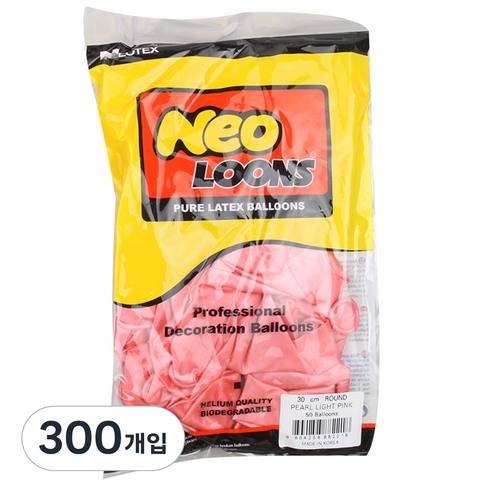 네오룬스 30 cm 라운드풍선, 펄 라이트핑크, 300개입