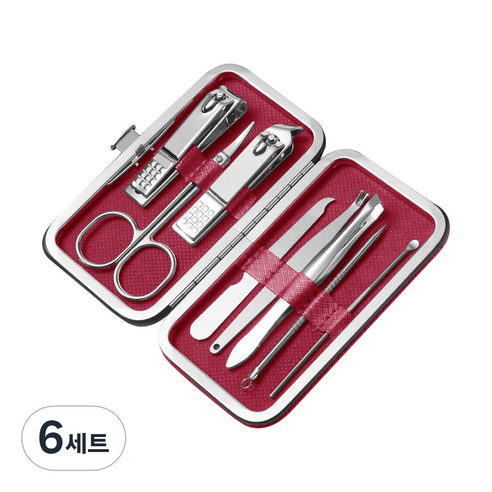 유즈윈 풀케어 손톱깎이 8종 세트, 레드, 6세트