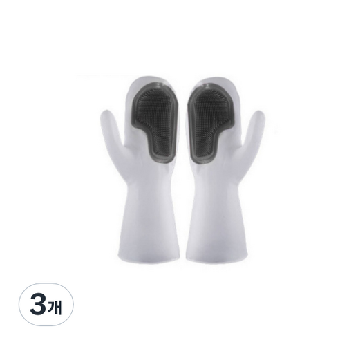 메이크미 설거지 과일손질 고온 방지 다용도 주방장갑 좌우세트, 그레이, 3개