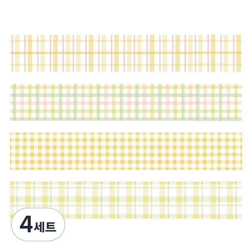 마켓A 플레이드 종이 마스킹테이프 2cm x 2m 4종 세트, TYPE4, 4세트