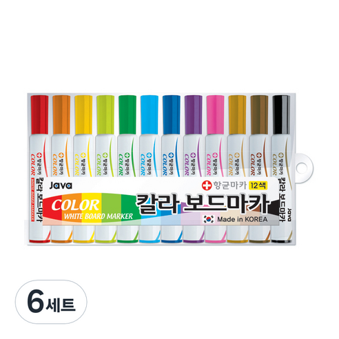 자바펜 칼라 보드마카, 12색, 6세트