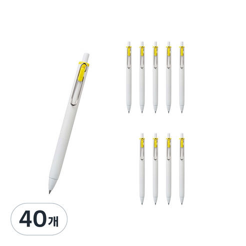 유니볼 원 중성 잉크펜 0.5mm, 옐로우, 40개