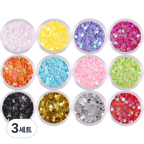 반해라 별 글리터 12p, 혼합 색상, 3세트