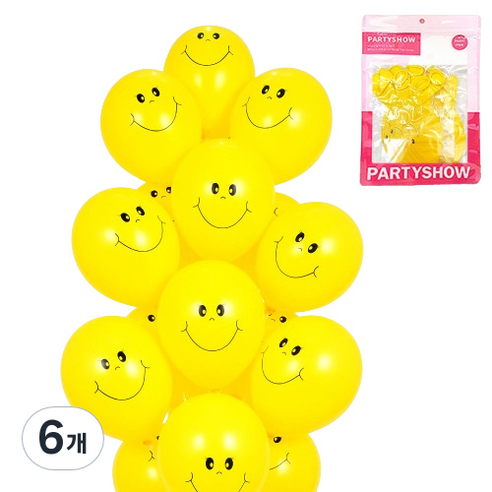 파티쇼 파티 장식 풍선 20p, 스마일 옐로우, 6개