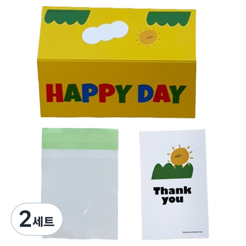 마커스스토어 알록달록 해피데이 헤더택 30p + 포장 소 30p + 카드 30p 세트, 옐로우, 2세트
