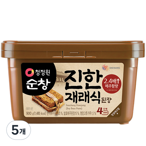 청정원 순창 진한 재래식 집된장, 900g, 5개