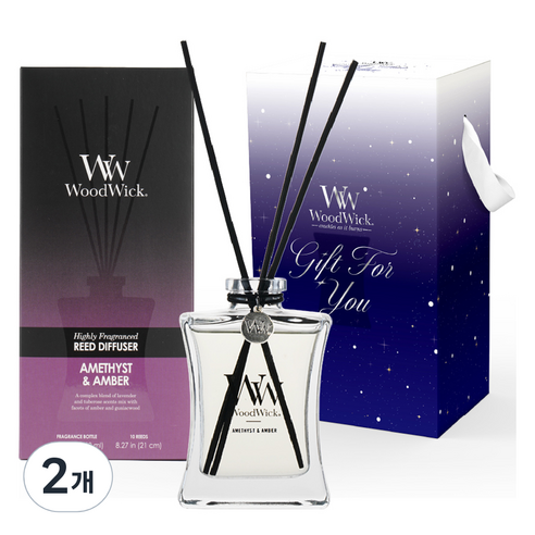 우드윅 시그니처 디퓨저 기프트 에디션, 애머시스트 앤 앰버, 100ml, 2개