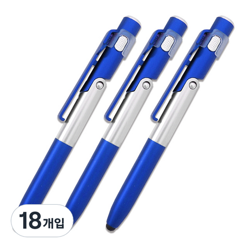 마이플러스 4 멀티 볼펜 0.38 mm, 블루, 18개입