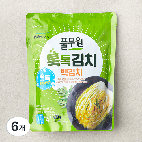 풀무원 톡톡 백김치, 400g, 6개
