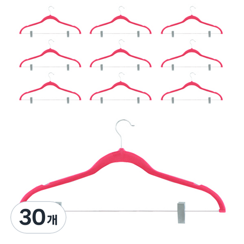 엠에프매직하우스 모라펠 논슬립 멀티 벨벳 집게 바지걸이, 핑크, 30개