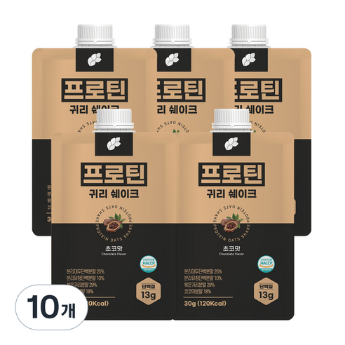 논앤밭위드 프로틴 귀리쉐이크 초코맛, 30g, 10개