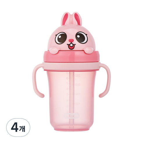 에디슨 프렌즈 흘림방지 입체 빨대컵 2 300ml, 토끼 바니, 4개