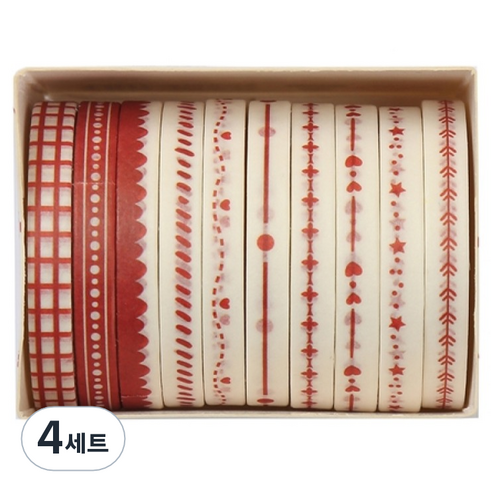 셀링뉴 아트스핀 울타리 다꾸 마스킹 종이 테이프 10종 세트 5mm x 2m, 사랑, 4세트