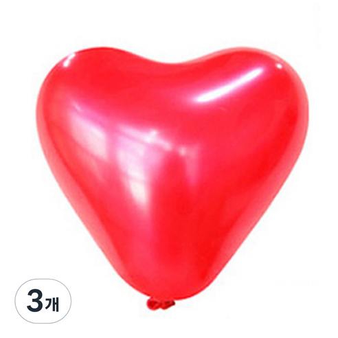 파티쇼 하트모양 풍선 펄 15cm 100p, 레드, 3개