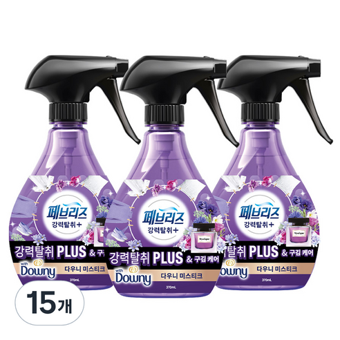 페브리즈 섬유탈취제 강력탈취 플러스 미스티크 본품, 370ml, 15개