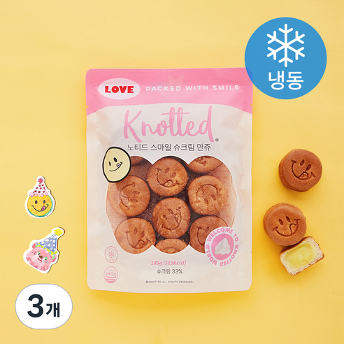 노티드 스마일 슈크림만쥬 (냉동), 185g, 3개