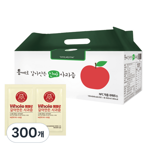 통째로 갈아만든 사과즙 일반파우치, 100ml, 300개
