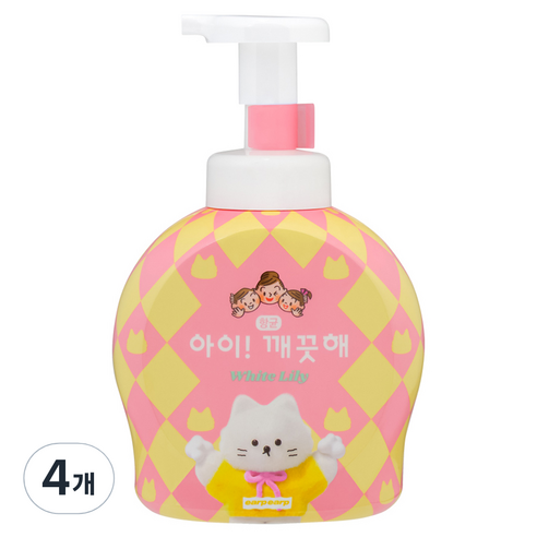 아이깨끗해 어프어프 핸드워시 화이트 릴리향, 490ml, 4개