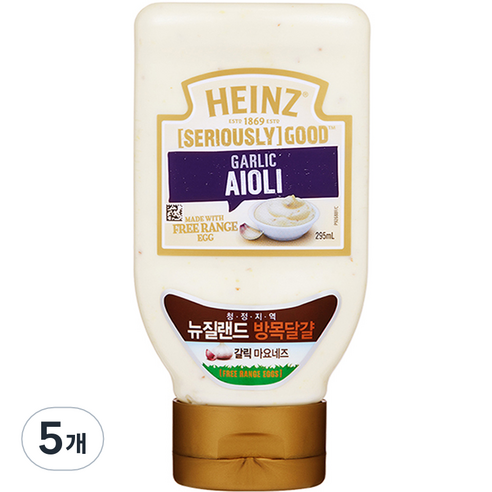 하인즈 굿 아이올리 갈릭 마요네즈, 295ml, 5개