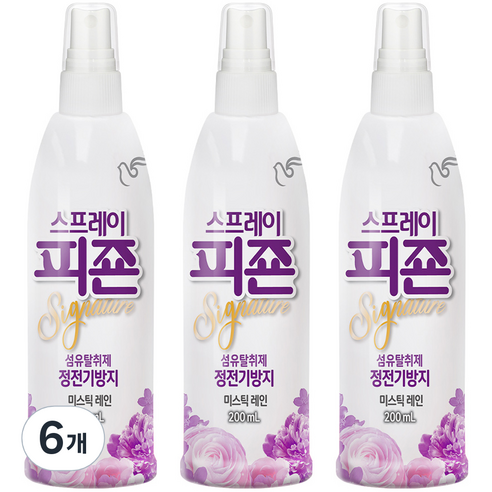 피죤 리치퍼퓸 스프레이 섬유탈취제 미스틱 레인 본품, 200ml, 6개