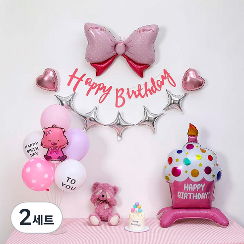 피앤비유니티 핑크 캐릭터 생일 케익 풍선 가랜드 세트, 06 루피 핑크, 2세트