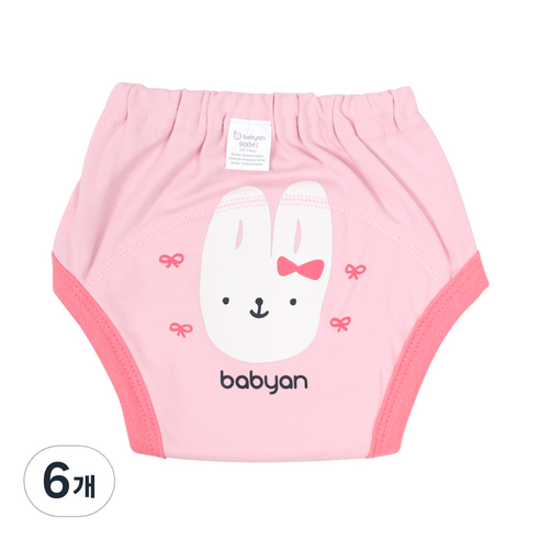 베이비앙 배변훈련팬티 4중방수, 리본토끼, 6개