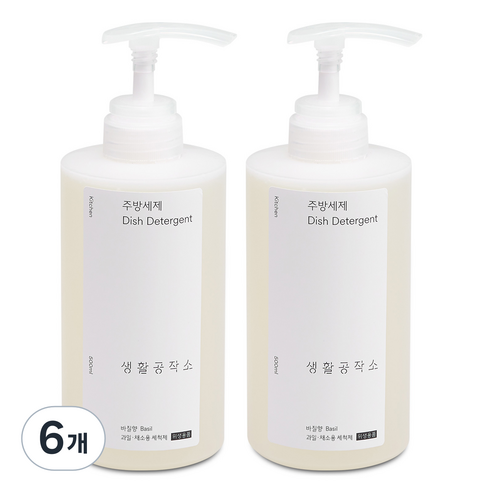 생활공작소 주방세제 바질향, 500ml, 6개